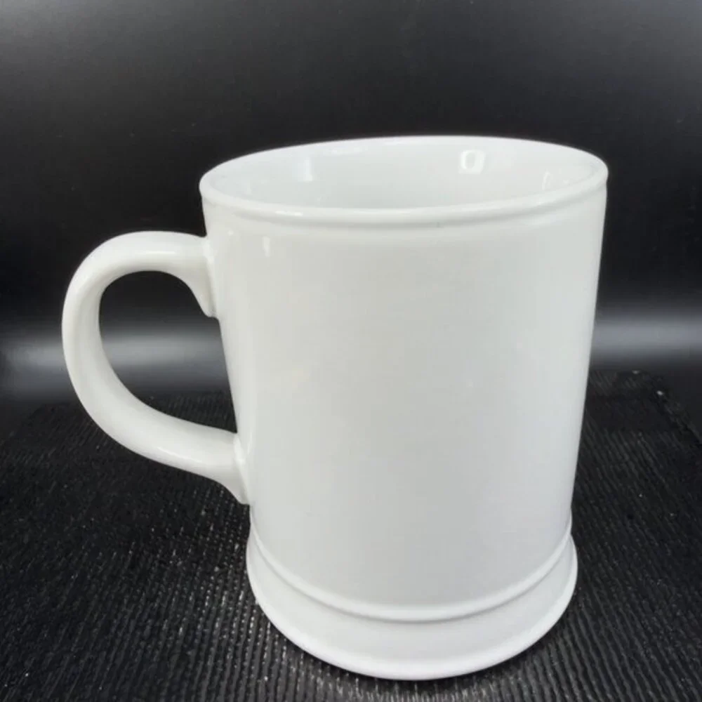 Pottery Barn Monogram Letter B White Raised Letter Ceramic Stoneware‎ Cup Mug